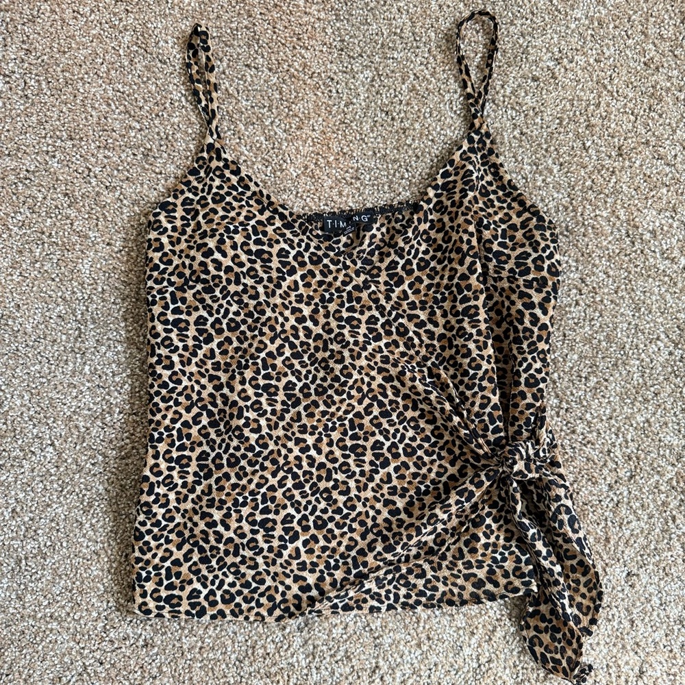 Timing Women’s Leopard Print Camisole Wrap Top Size M